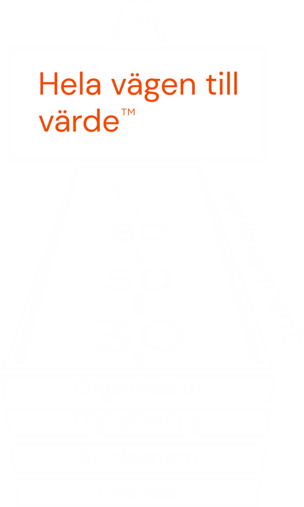 Hela vägen till värde ikonen som visar vägen en verksamhet kan åka på för att utvecklas