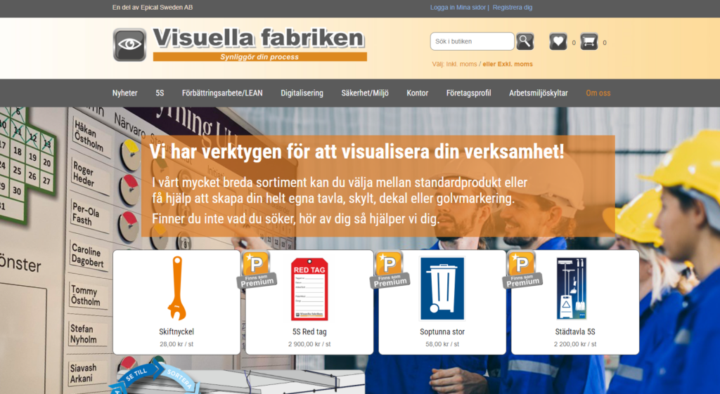 En screenshot på Visuellafabriken.se