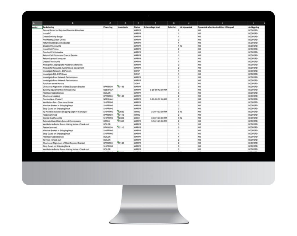 Bild visar på dataladdning i en skärm för Manage som är en del av Maximo Application Suite