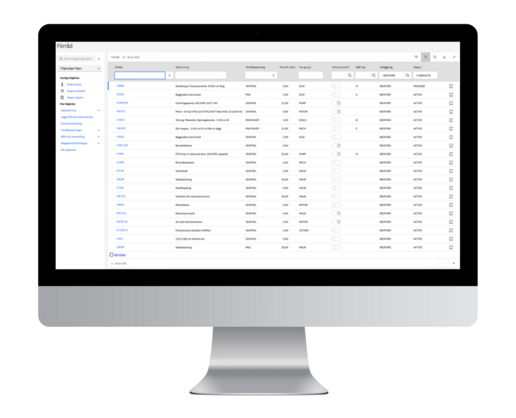 Bild som visar på förråd i Manage som är en del av Maximo Application Suite